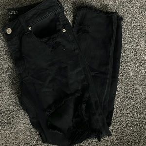 american eagle size 0 black ripped jeans